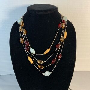 Premier Designs Wood and Lucite Multi-Strand Beaded Necklace